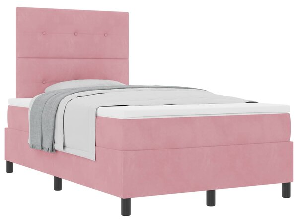 Postel s boxspringem s čelo Růžová 120 x 190 cm samet 3339823