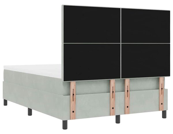 Postel s boxspringem s čelo Světle šedá 140 x 190 cm samet 3339830