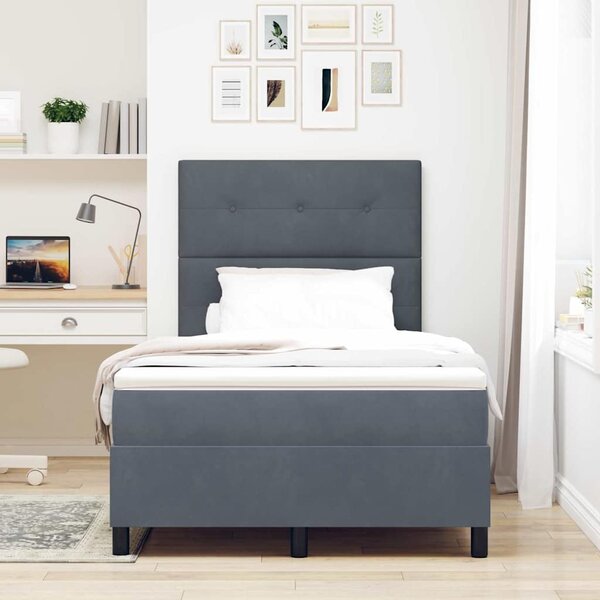 Postel s boxspringem s čelo Tmavě šedá 120 x 190 cm samet 3339819