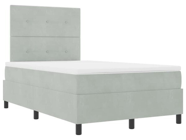 Postel s boxspringem s čelo Světle šedá 120 x 190 cm samet 3339818