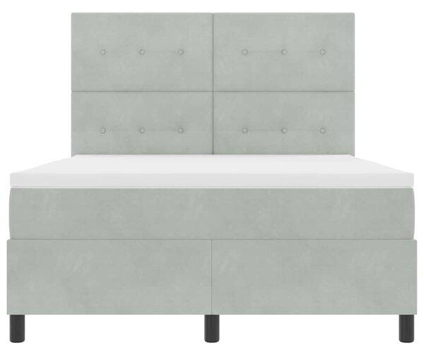 Postel s boxspringem s čelo Světle šedá 140 x 190 cm samet 3339830