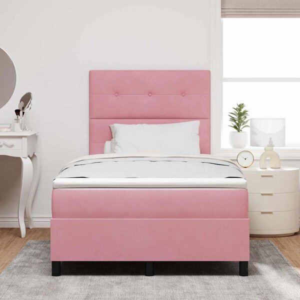 Postel s boxspringem s čelo Růžová 120 x 190 cm samet 3339823