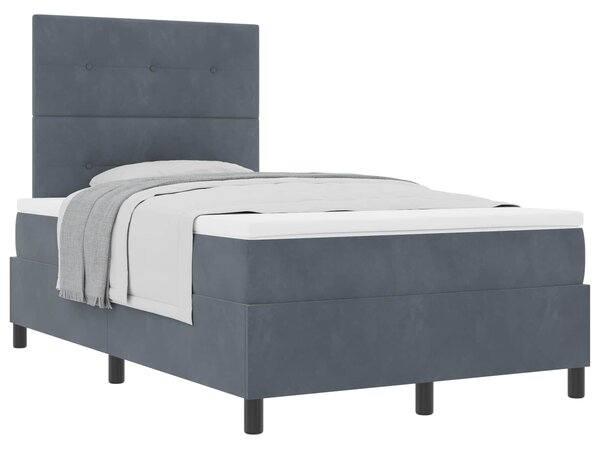 Postel s boxspringem s čelo Tmavě šedá 120 x 190 cm samet 3339819