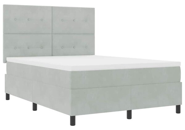 Postel s boxspringem s čelo Světle šedá 140 x 190 cm samet 3339830