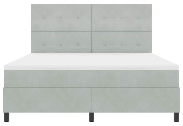 Postel s boxspringem s čelo Světle šedá 180 x 200 cm samet 3339848
