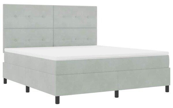 Postel s boxspringem s čelo Světle šedá 180 x 200 cm samet 3339848