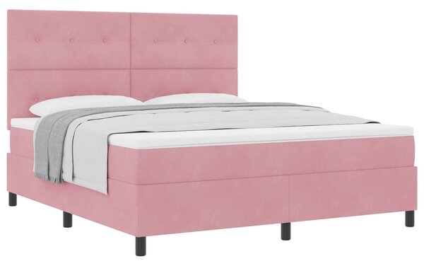 Postel s boxspringem s čelo Růžová 180 x 200 cm samet 3339853