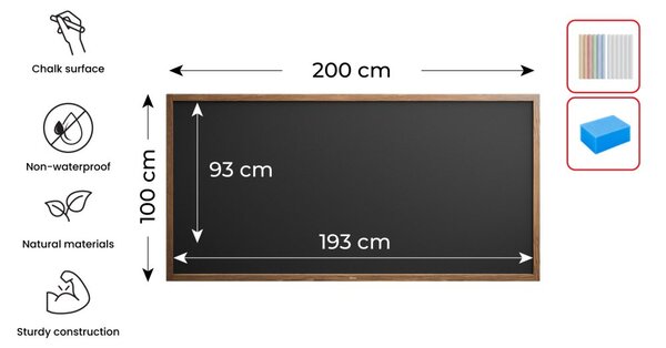 Allboards, Tabule černá křídová v dřevěném rámu 200x100 cm, TB2010