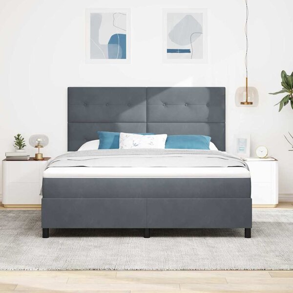 Postel s boxspringem s čelo Tmavě šedá 180 x 200 cm samet 3339849