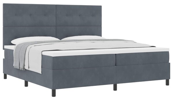 Postel s boxspringem s čelo Tmavě šedá 200 x 200 cm samet 3339855