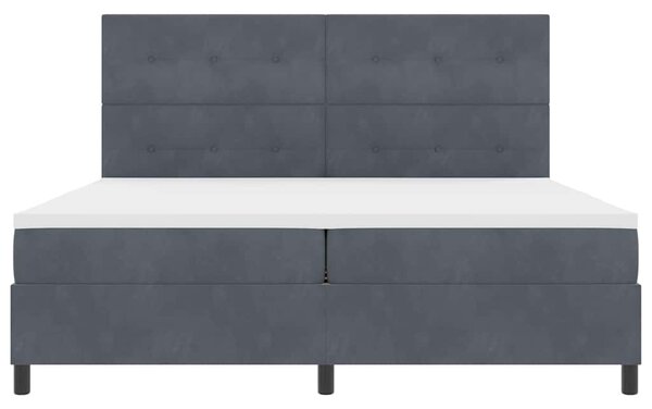 Postel s boxspringem s čelo Tmavě šedá 200 x 200 cm samet 3339855
