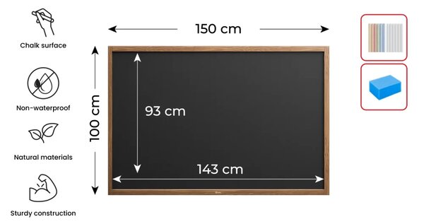Allboards, Tabule černá křídová v dřevěném rámu 150x100 cm, TB1510