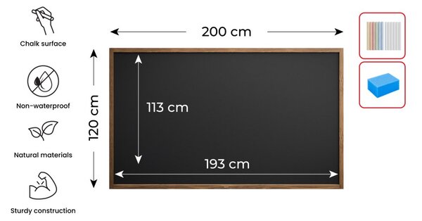 Allboards, Tabule černá křídová v dřevěném rámu 200x120 cm, TB2012