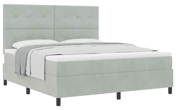 Postel s boxspringem s čelo Světle šedá 180 x 200 cm samet 3339848