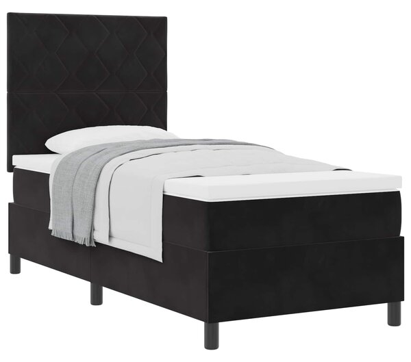 Postel s boxspringem s čelo Černý 90 x 190 cm samet 3339868