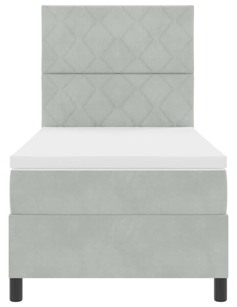 Postel s boxspringem s polštářem Světle šedá 90 x 190 cm samet 3339866