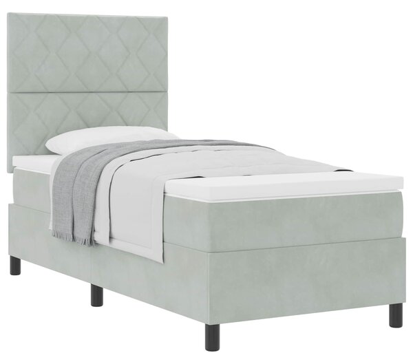 Postel s boxspringem s polštářem Světle šedá 90 x 190 cm samet 3339866