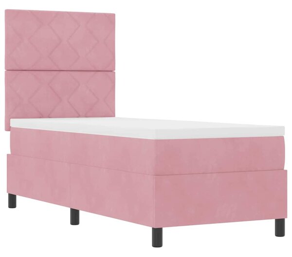 Postel s boxspringem s čelo Růžová 80 x 200 cm samet 3339865