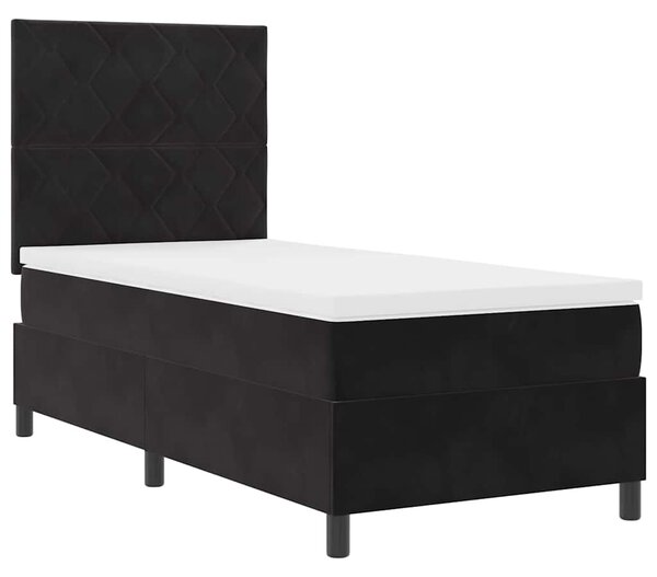 Postel s boxspringem s čelo Černý 90 x 190 cm samet 3339868