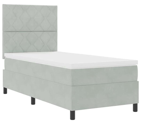 Postel s boxspringem s polštářem Světle šedá 90 x 190 cm samet 3339866