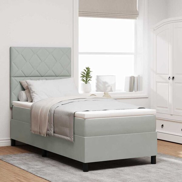 Postel s boxspringem s polštářem Světle šedá 90 x 190 cm samet 3339866