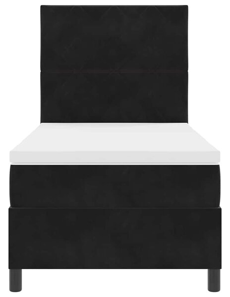 Postel s boxspringem s čelo Černý 90 x 190 cm samet 3339868