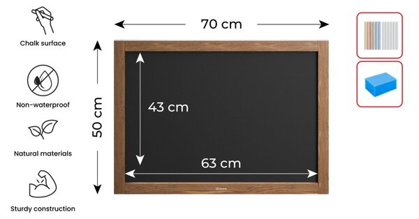 Allboards, Tabule černá křídová v dřevěném rámu 70x50 cm, TB75