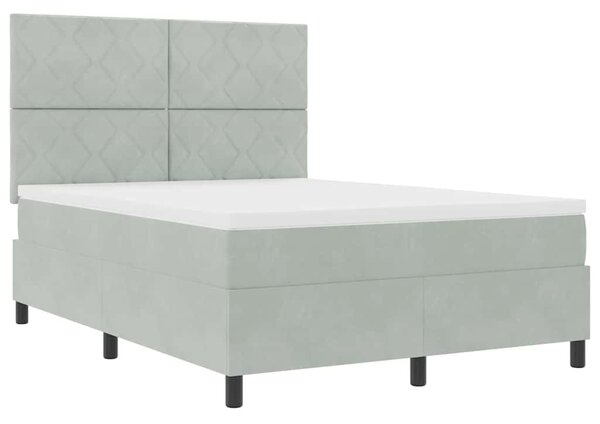 Postel s boxspringem s čelo Světle šedá 140 x 190 cm samet 3339896
