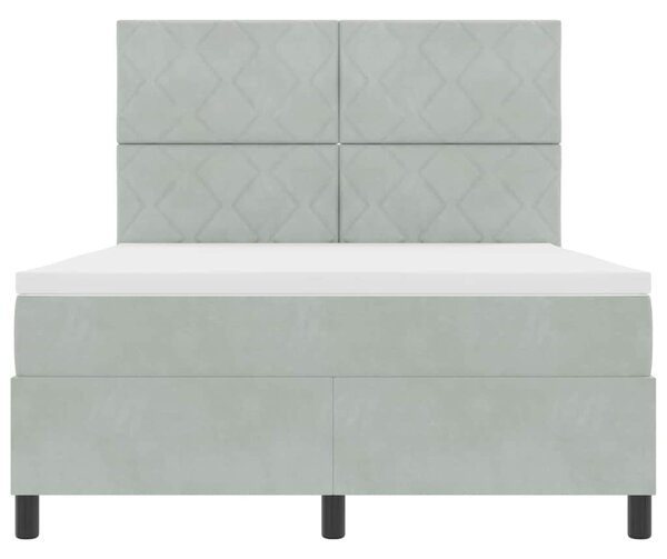 Postel s boxspringem s čelo Světle šedá 140 x 190 cm samet 3339896
