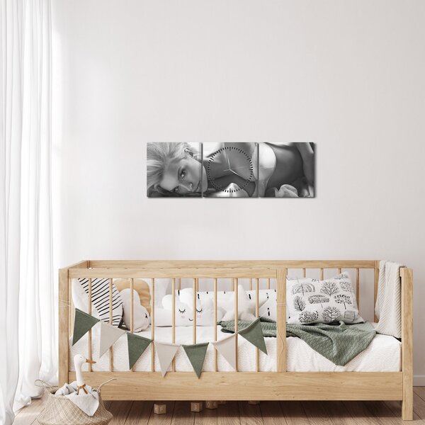 Obraz - Černobílé boudoir (s hodinami) (90x30 cm)
