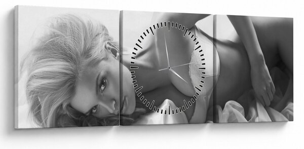 Obraz - Černobílé boudoir (s hodinami) (90x30 cm)