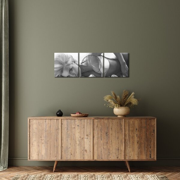Obraz - Černobílé boudoir (s hodinami) (90x30 cm)
