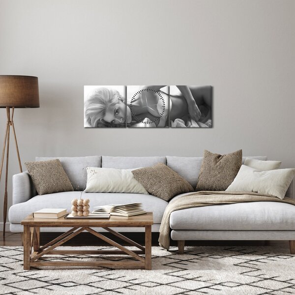 Obraz - Černobílé boudoir (s hodinami) (90x30 cm)