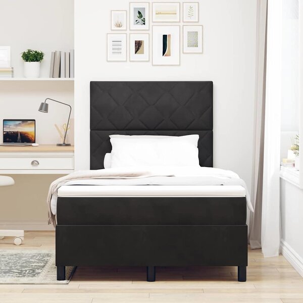 Postel s boxspringem s čelo Černý 120 x 190 cm samet 3339886