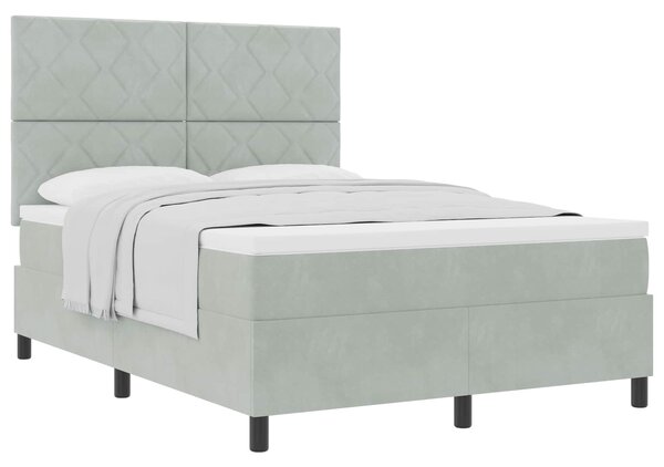 Postel s boxspringem s čelo Světle šedá 140 x 190 cm samet 3339896