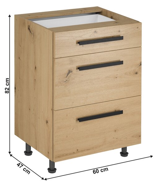 Dolní kuchyňská skříňka D60S3 Langari (dub artisan)