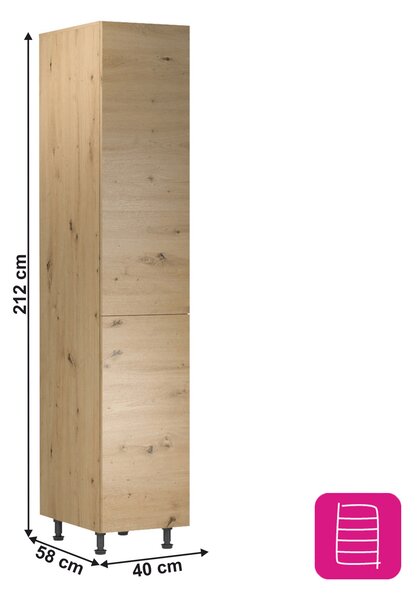 HezkýNábytek.cz Potravinová kuchyňská skříňka D40SP Langari (dub artisan) (L). 1016861