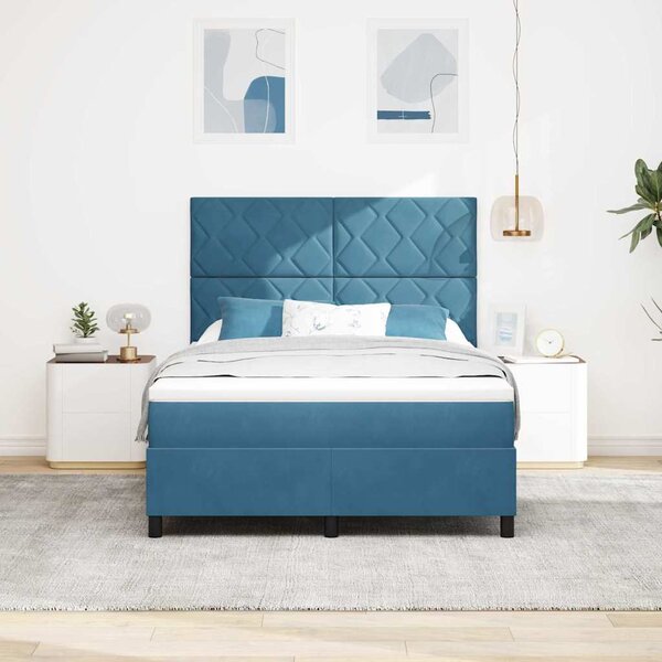 Postel s boxspringem s čelo Tmavě modrá 160 x 200 cm samet 3339912