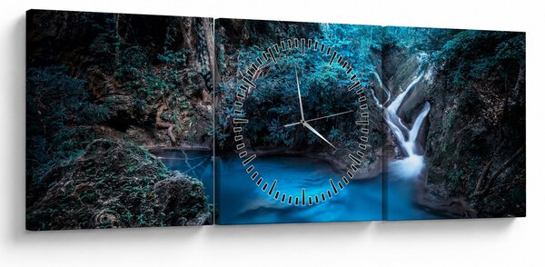Obraz - Magická noc v tropickém lese (s hodinami) (90x30 cm)