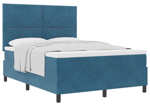 Postel s boxspringem s čelo Tmavě modrá 160 x 200 cm samet 3339912