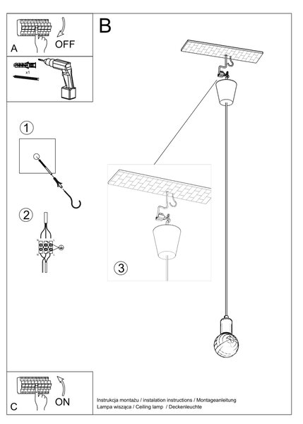 Sollux Lighting Závěsné svítidlo DIEGO 1 žluté