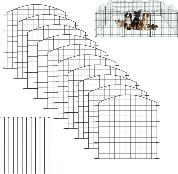 LZQ Plot k jezírku Zahradní plot 22dílná sada Plot 10 prvků Kovový mřížový plot Kompletní sada Plot pro psy Kovový plot Zásuvný plot (horní oblouk, zelený)