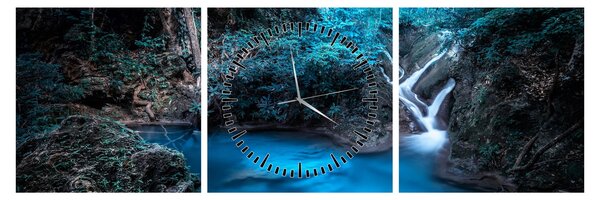 Obraz - Magická noc v tropickém lese (s hodinami) (90x30 cm)