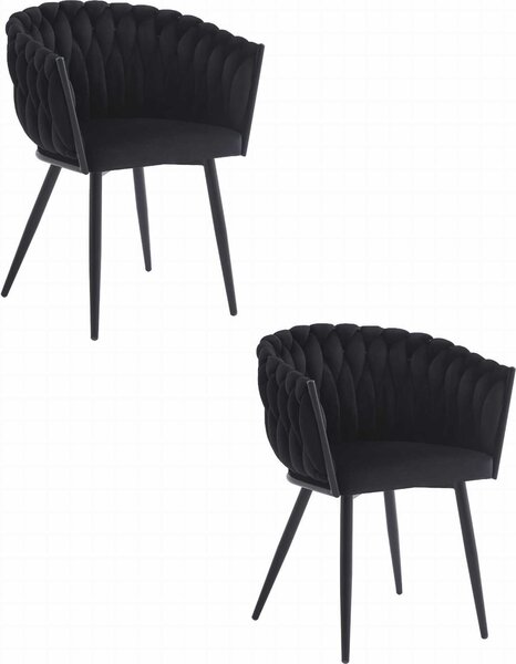 Židle Valora ORION z černého sametu x2 | Sada 2 elegantních židlí z černého sametu