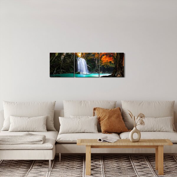 Obraz - Smaragdová laguna (s hodinami) (90x30 cm)