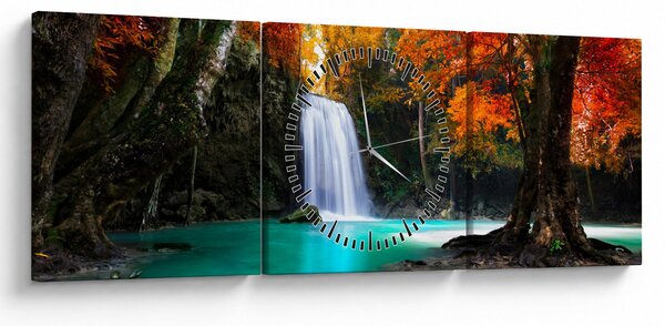 Obraz - Smaragdová laguna (s hodinami) (90x30 cm)