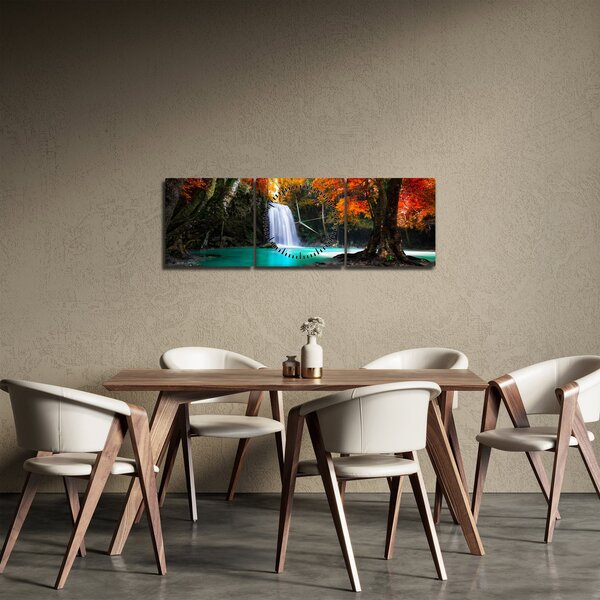 Obraz - Smaragdová laguna (s hodinami) (90x30 cm)