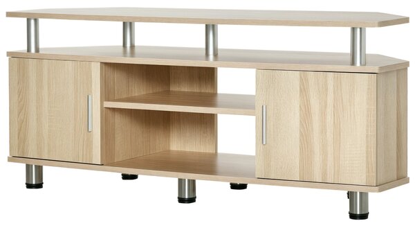 HOMCOM TV stolek pro TV do 55 palců, moderní TV stolek se 2 dveřmi a 2 policemi do ložnice 120x39,5x52 cm Dub | Aosom