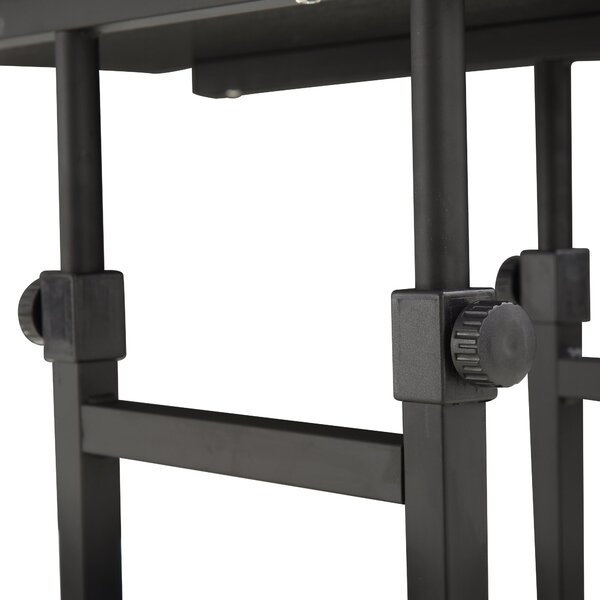 HOMCOM Stolek se Společkami 80x40 cm C-Formovaný Pohovkový Stolek s Nastavitelnou Výškou 3 Úrovně 72-82 cm Kovový Rám pro Obývací Pokoj a Kuchyni Čern