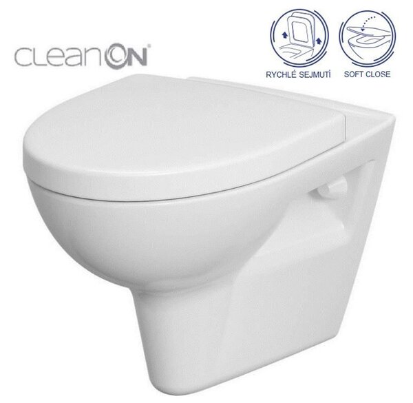 CERSANIT - SET 547 ZÁVĚSNÁ WC MÍSA PARVA NEW CLEANON SE SEDÁTKEM DUR ANTI SOFTCLOSE K701-015
